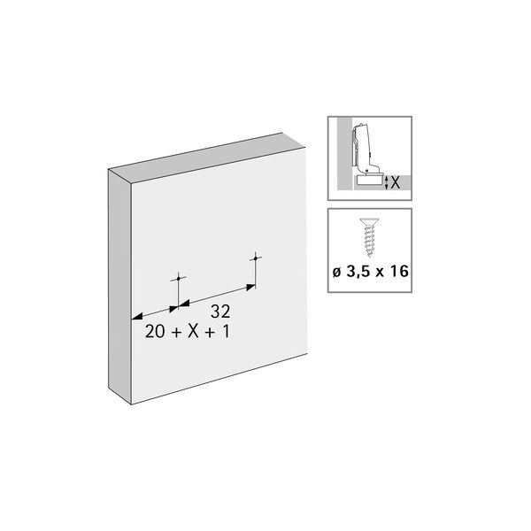 Hettich - Linear Mounting Plate With Oblong Hole Height Adjustment - In Obsidian Black