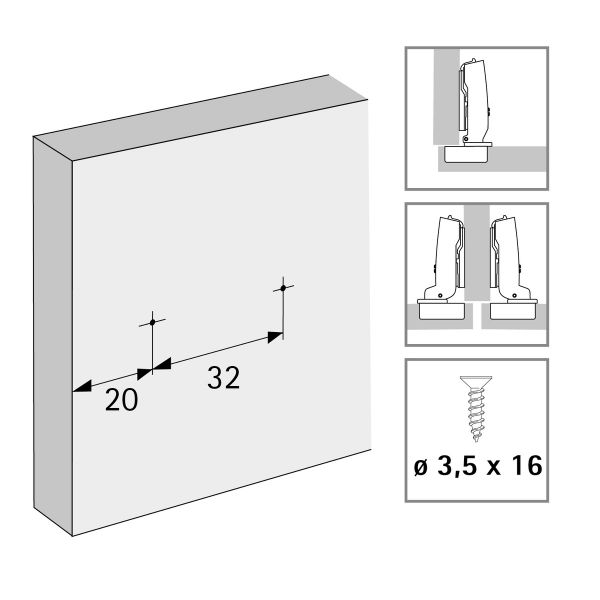 Hettich - Linear Mounting Plate With Oblong Hole Height Adjustment - In Obsidian Black